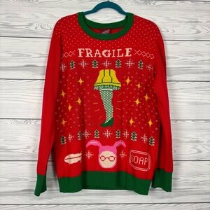 A CHRISTMAS STORY FRAGILE LEG LAMP UGLY CHRISTMAS SWEATER SIZE LARGE